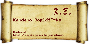 Kabdebo Boglárka névjegykártya